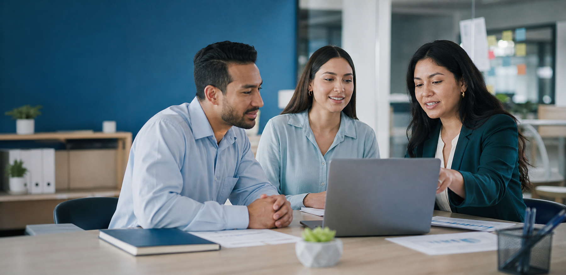 Profesionales reunidos para gestionar a su equipo de trabajo